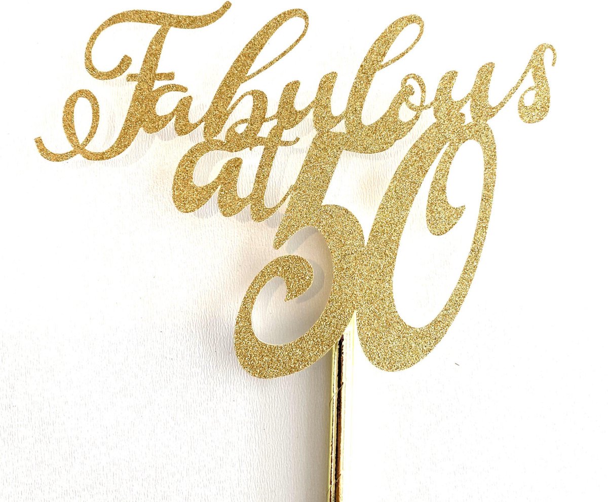 Taarttopper | Cake topper | Verjaardag | Fabulous 50|14 cm | Gloud glitter | karton papier